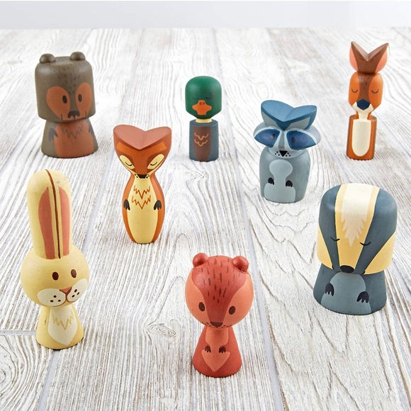 Crate & Barrel Other - NWT Crate & Barrel set of 8 hand crafted wooden forest animals
